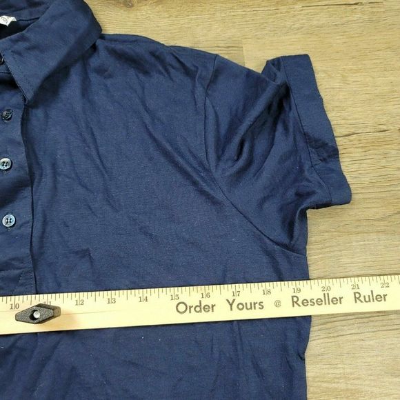 Vintage King Louie Polo T-Shirt Blue Solid Collared Short Sleeve 90s Cotton Mens - Picture 5 of 7